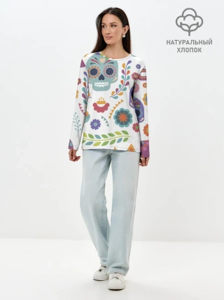 Лонгслив женский. Хлопок / Мексиканские мотивы