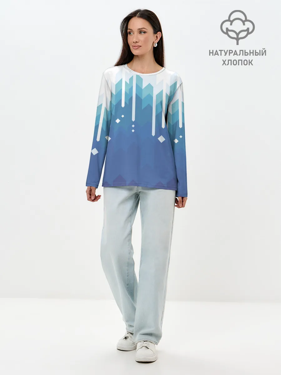 Лонгслив женский. Хлопок / Пиксельные сливки