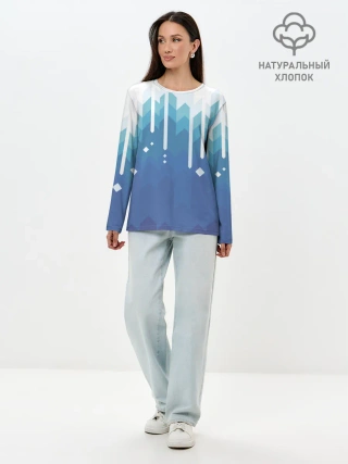 Лонгслив женский. Хлопок / Пиксельные сливки