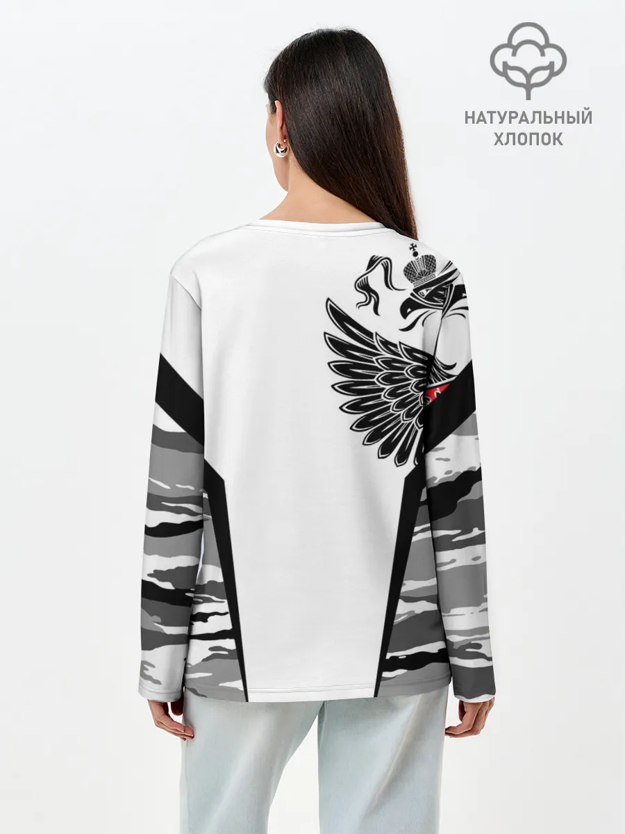 Лонгслив женский. Хлопок / Камуфляж Россия