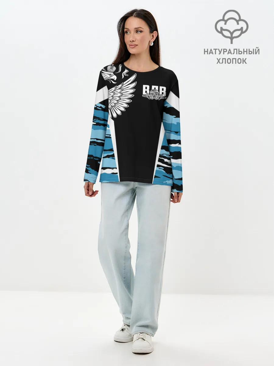 Лонгслив женский. Хлопок / Камуфляж ВДВ