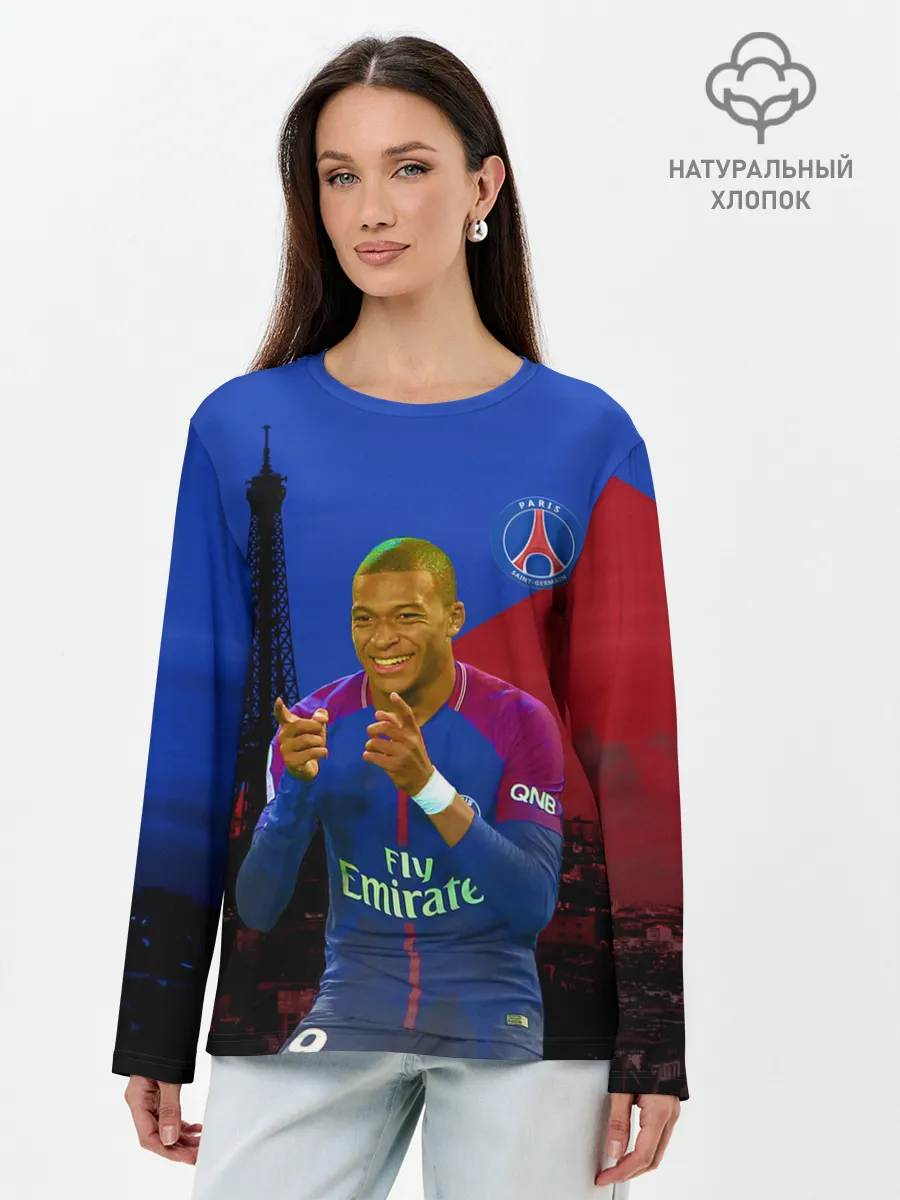 Лонгслив женский. Хлопок / Мбапе