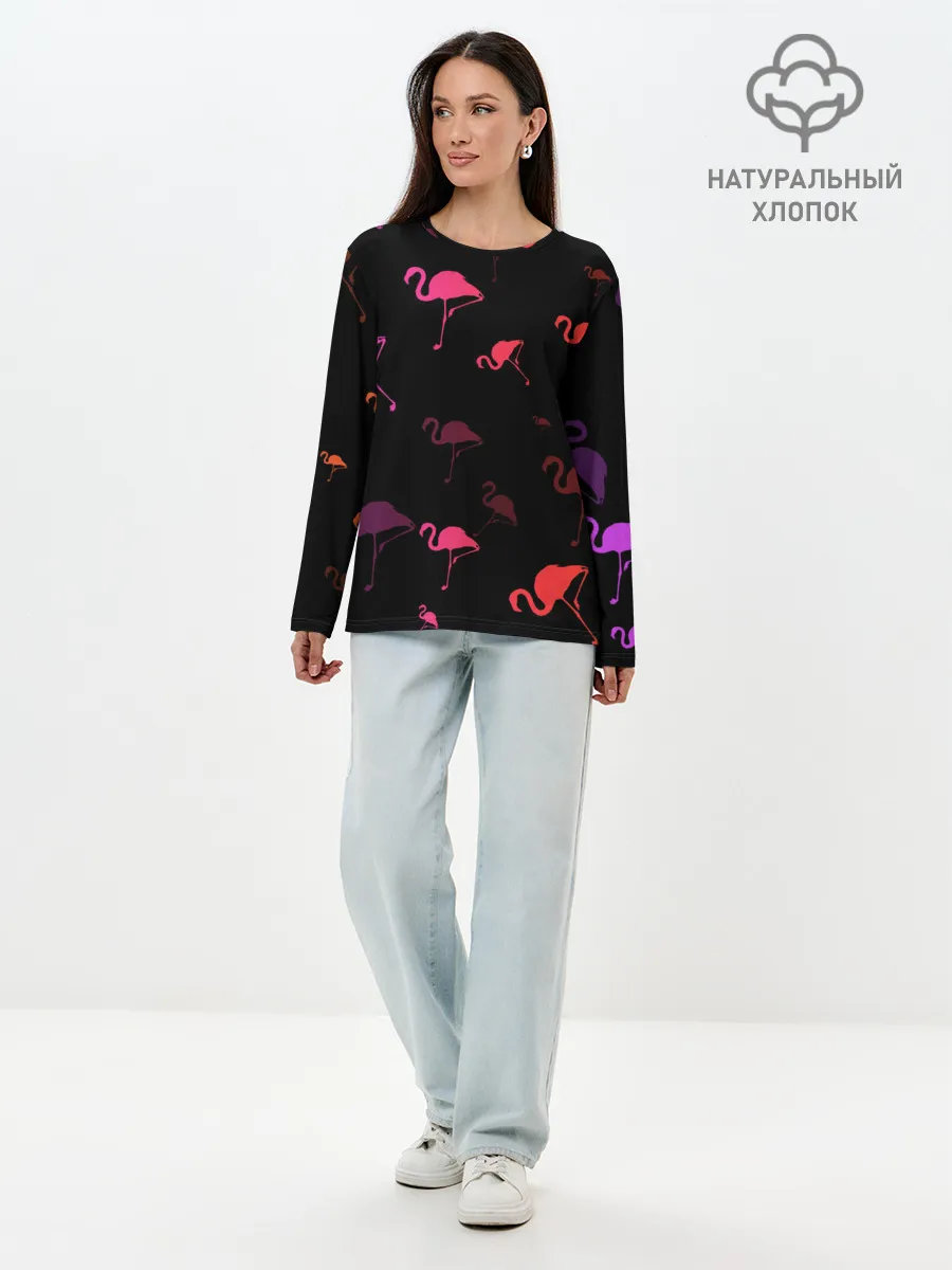 Лонгслив женский. Хлопок / Фламинго