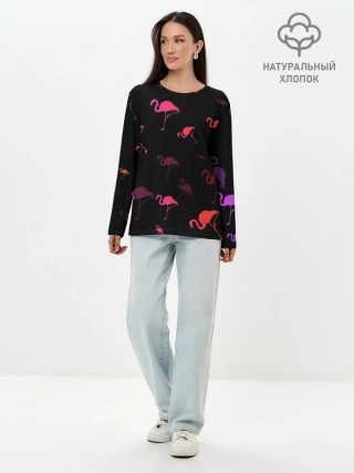 Лонгслив женский. Хлопок / Фламинго