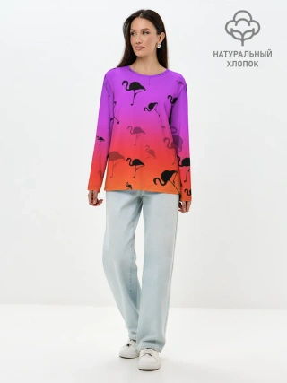 Лонгслив женский. Хлопок / Фламинго