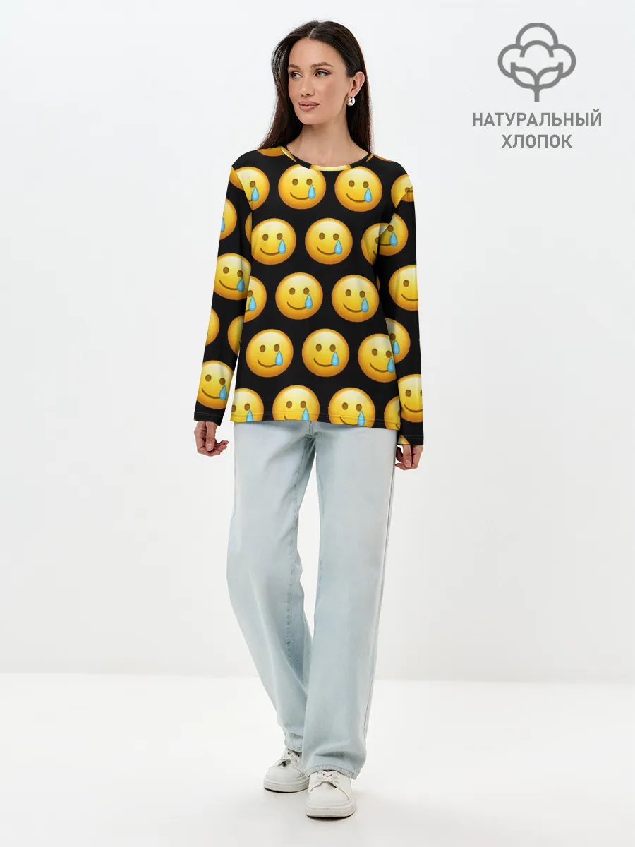 Лонгслив женский. Хлопок / New Emoji