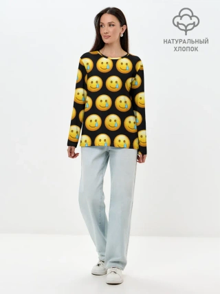 Лонгслив женский. Хлопок / New Emoji