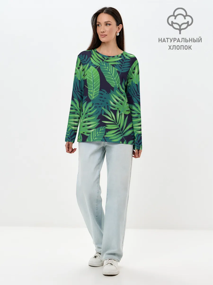 Лонгслив женский. Хлопок / Тропики