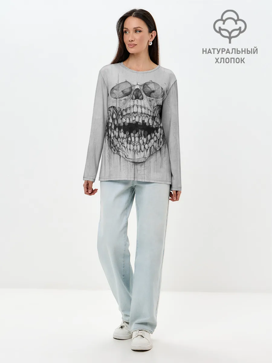 Лонгслив женский. Хлопок / Dentist skull