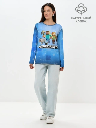 Лонгслив женский. Хлопок / Minecraft / Майнкрафт