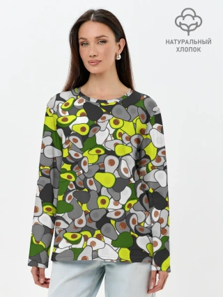 Лонгслив женский. Хлопок / Камуфляж с авокадо