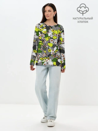 Лонгслив женский. Хлопок / Камуфляж с авокадо