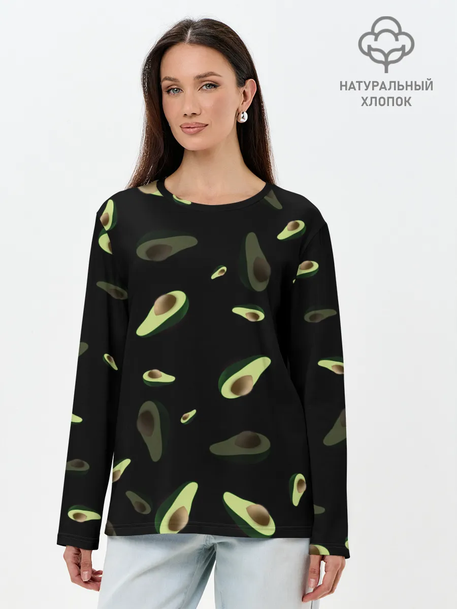 Лонгслив женский. Хлопок / Авокадо