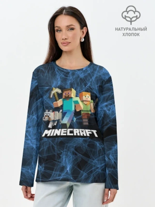 Лонгслив женский. Хлопок / Minecraft / Майнкрафт
