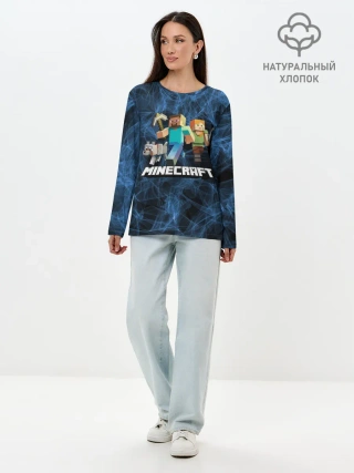 Лонгслив женский. Хлопок / Minecraft / Майнкрафт