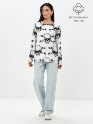 Лонгслив женский. Хлопок / Череп и кости