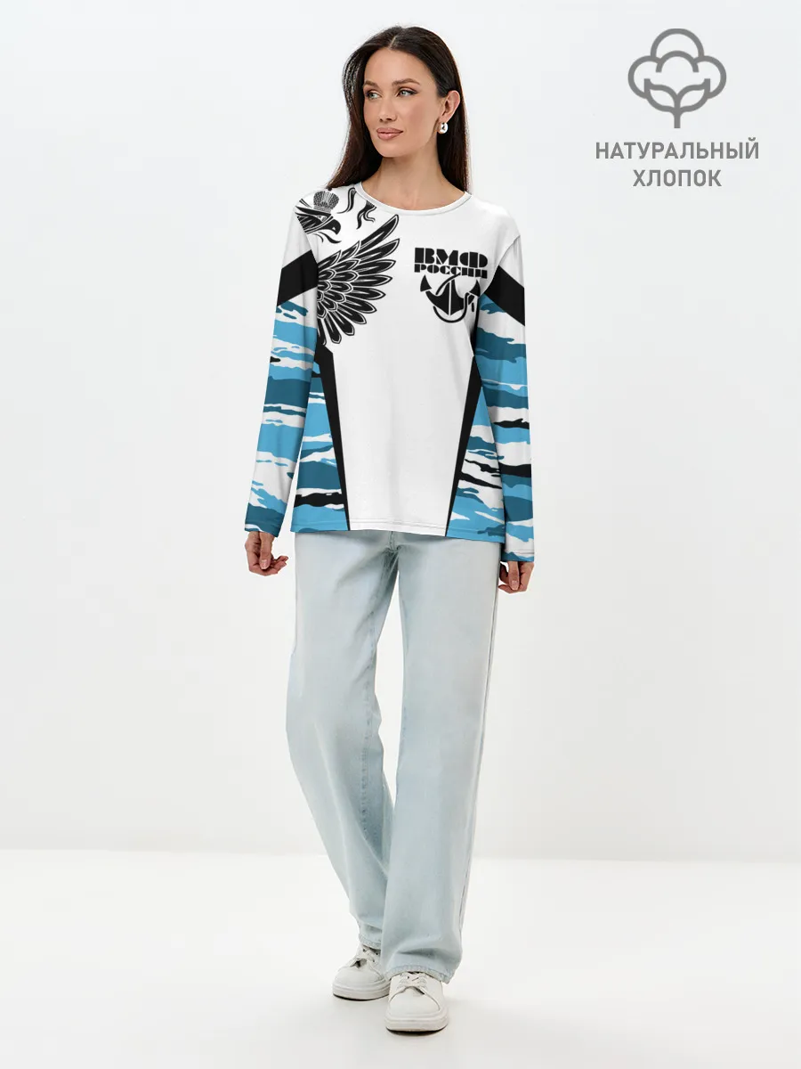 Лонгслив женский. Хлопок / ВМФ России камуфляж