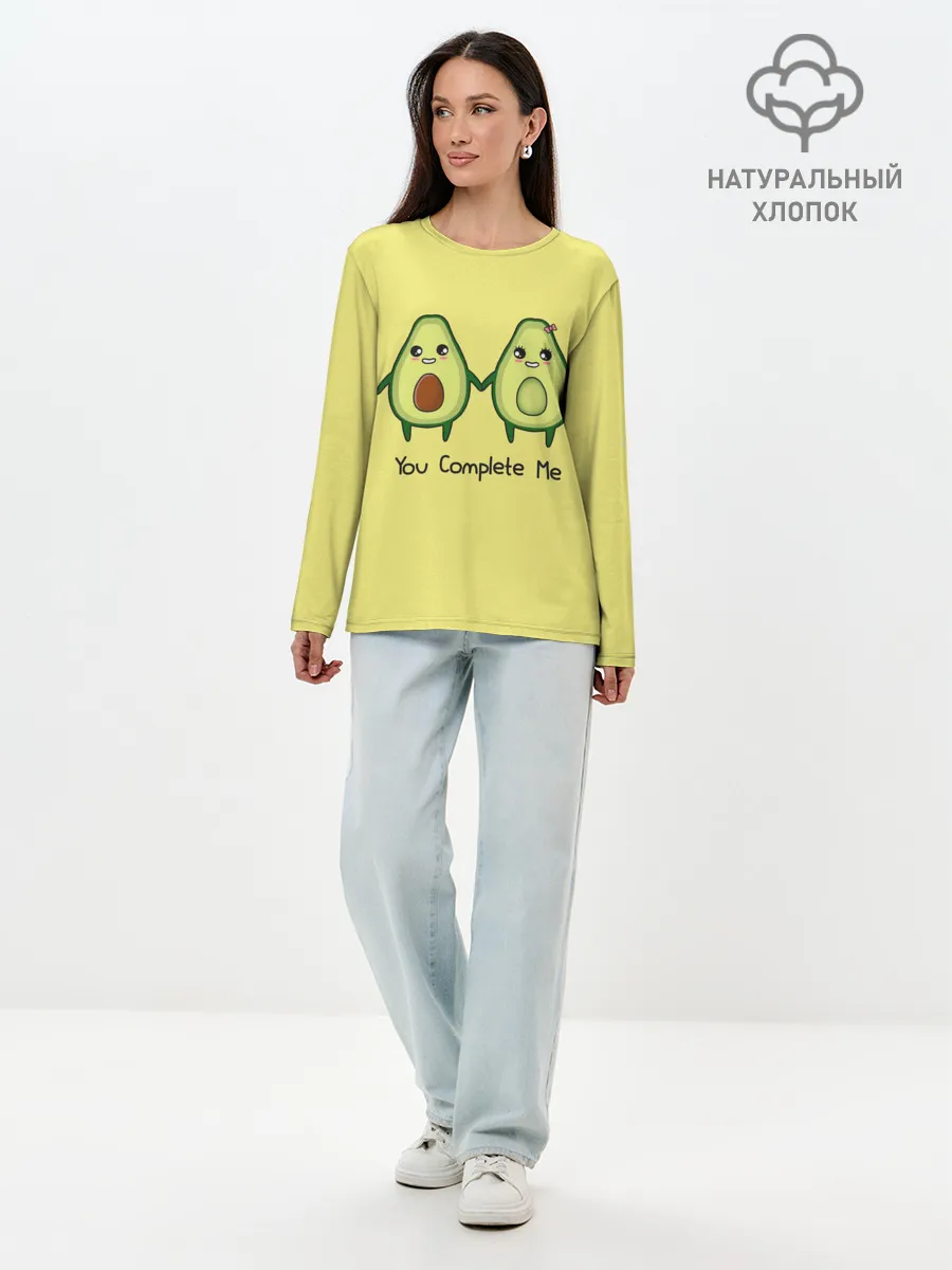 Лонгслив женский. Хлопок / Авокадо