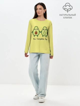 Лонгслив женский. Хлопок / Авокадо