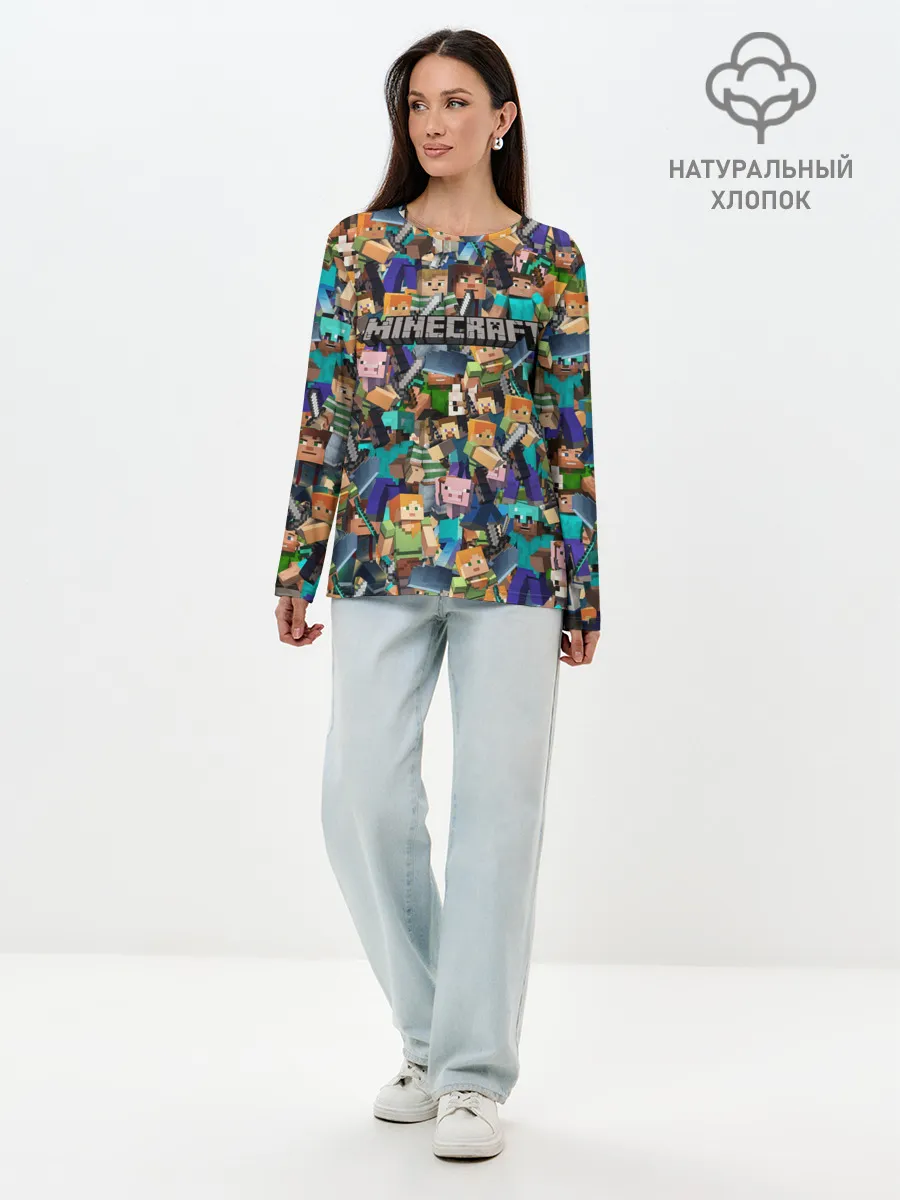 Лонгслив женский. Хлопок / MINECRAFT ПЕРСОНАЖИ
