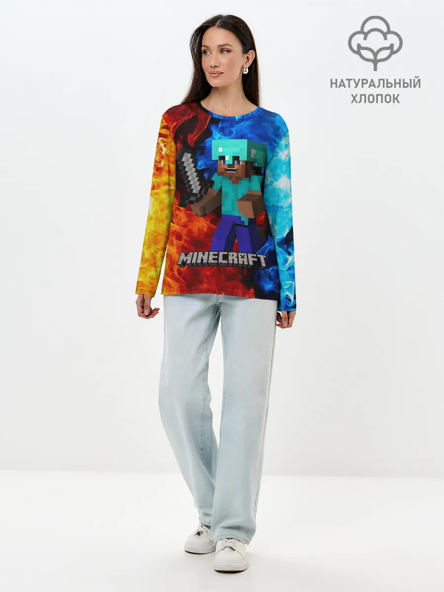 Лонгслив женский. Хлопок / MINECRAFT