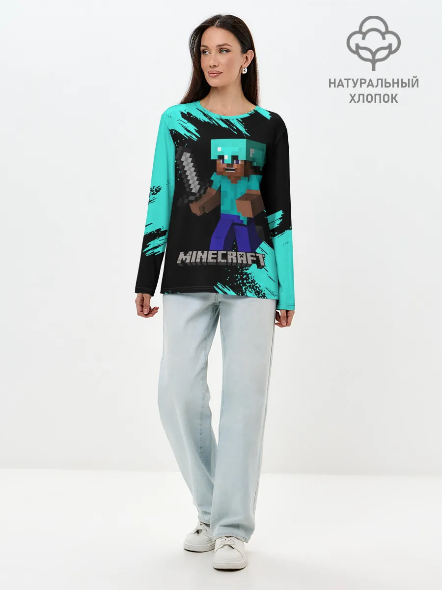 Лонгслив женский. Хлопок / MINECRAFT
