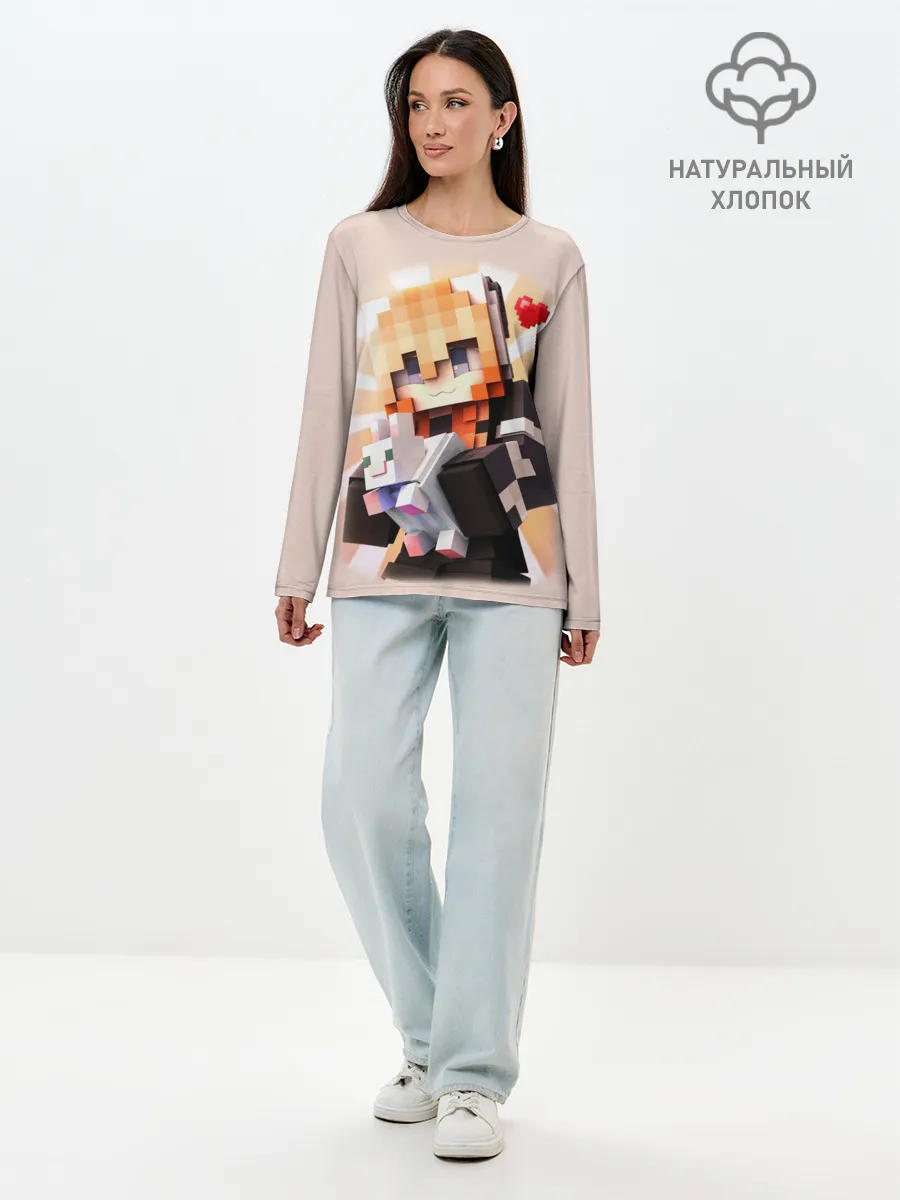 Лонгслив женский. Хлопок / MINECRAFT