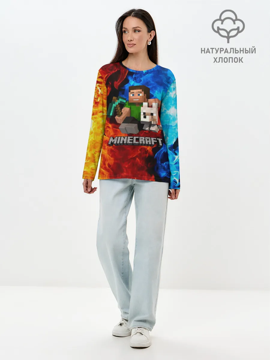 Лонгслив женский. Хлопок / MINECRAFT