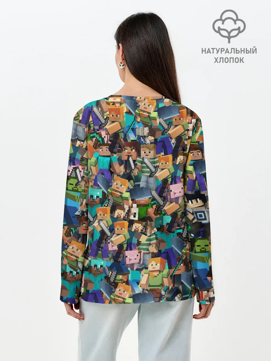 Лонгслив женский. Хлопок / MINECRAFT ПЕРСОНАЖИ