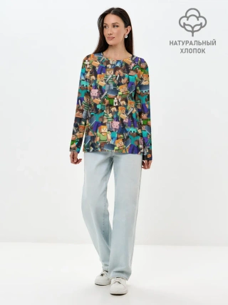 Лонгслив женский. Хлопок / MINECRAFT ПЕРСОНАЖИ