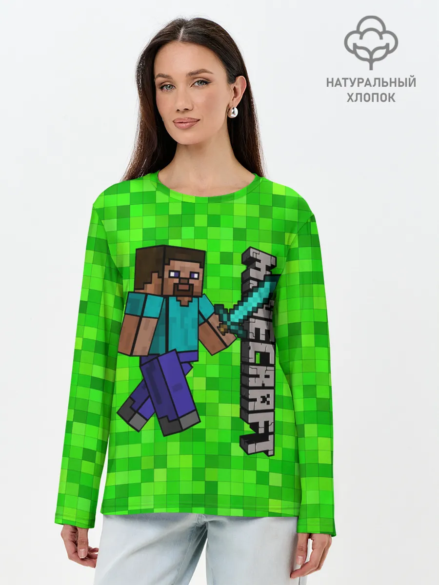 Лонгслив женский. Хлопок / MINECRAFT