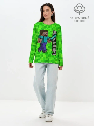 Лонгслив женский. Хлопок / MINECRAFT