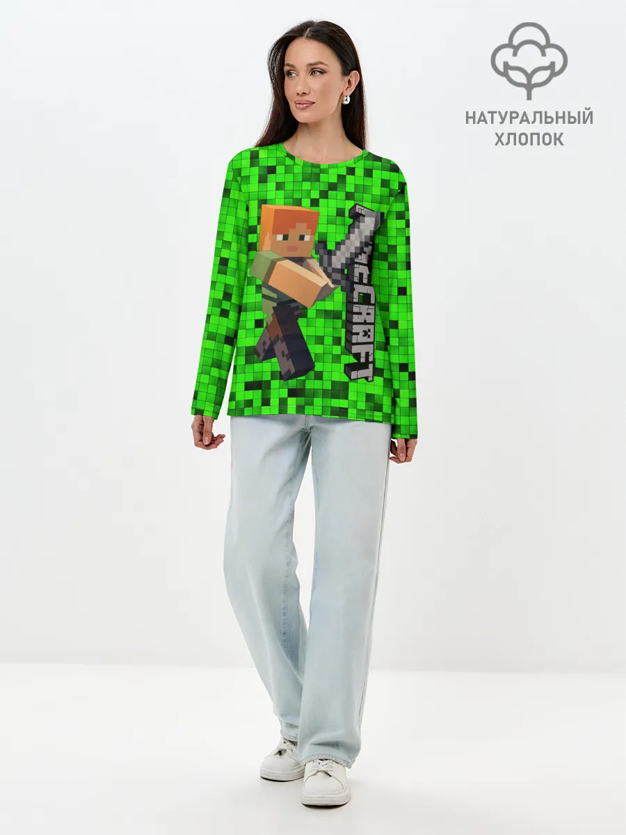 Лонгслив женский. Хлопок / MINECRAFT