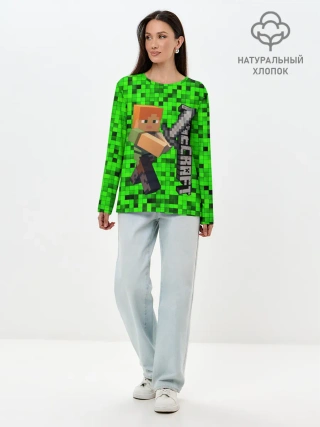 Лонгслив женский. Хлопок / MINECRAFT