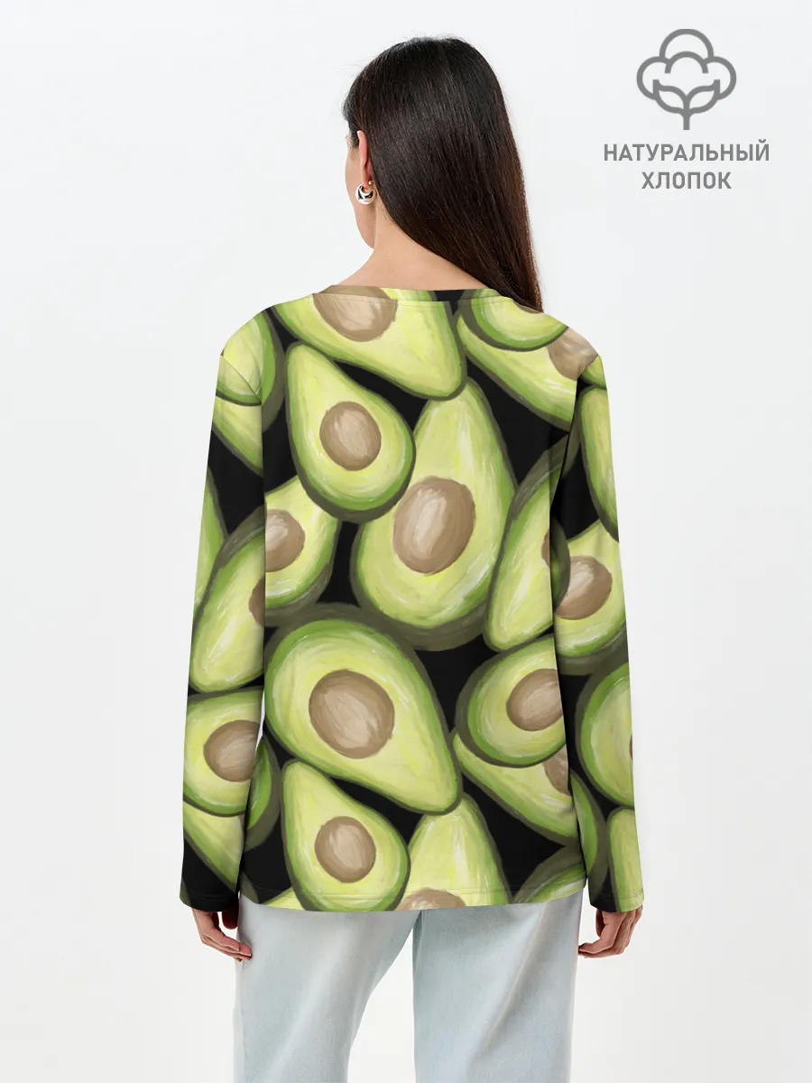 Лонгслив женский. Хлопок / Avocado background