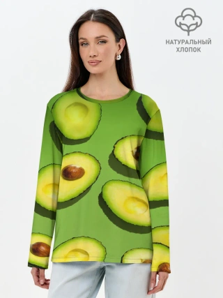 Лонгслив женский. Хлопок / АВАКАДО ПАТТЕРН.