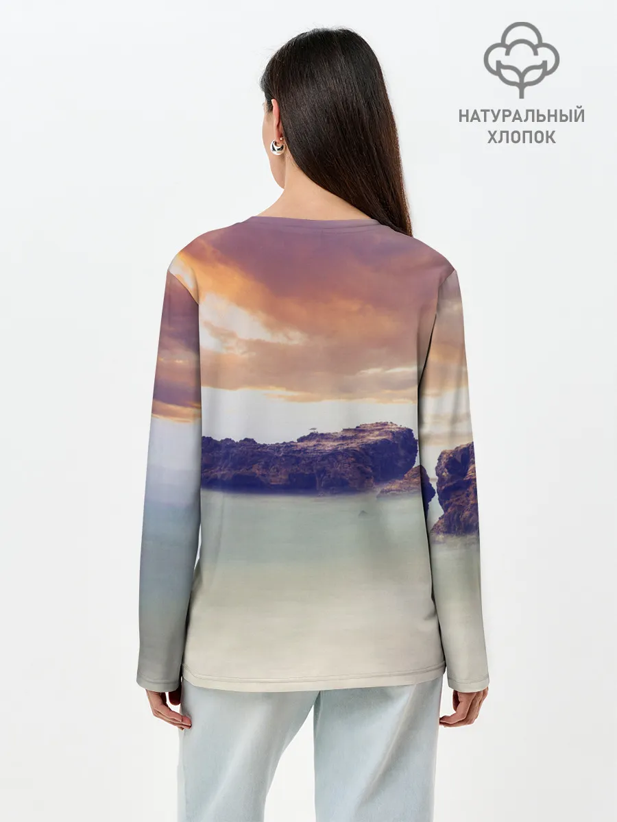 Лонгслив женский. Хлопок / Sea Sunset Horse