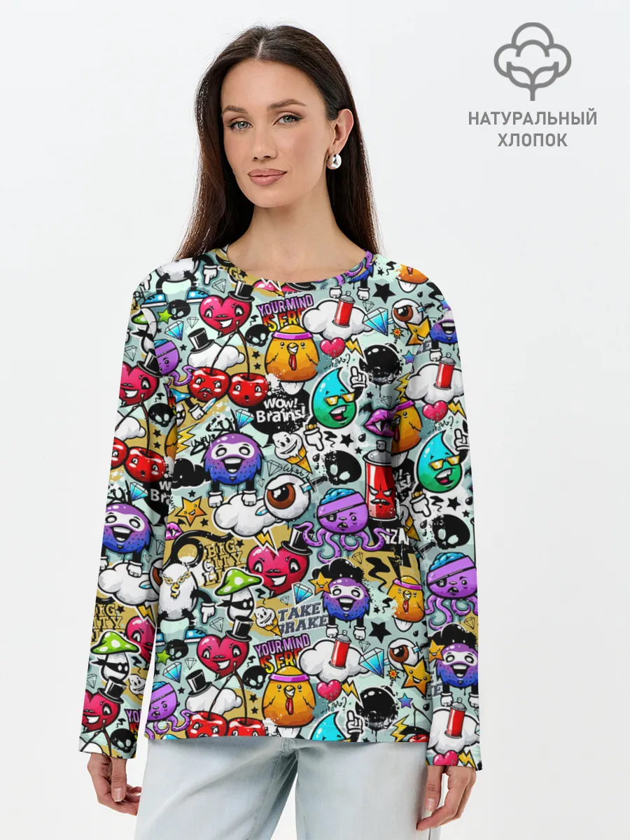 Лонгслив женский. Хлопок / Stickerboom