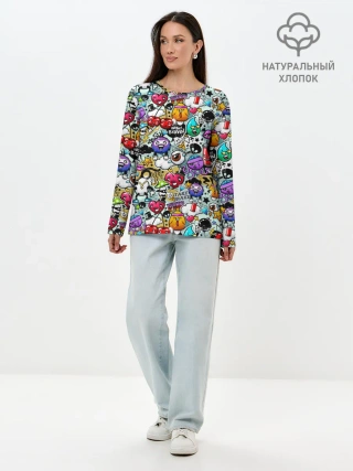 Лонгслив женский. Хлопок / Stickerboom