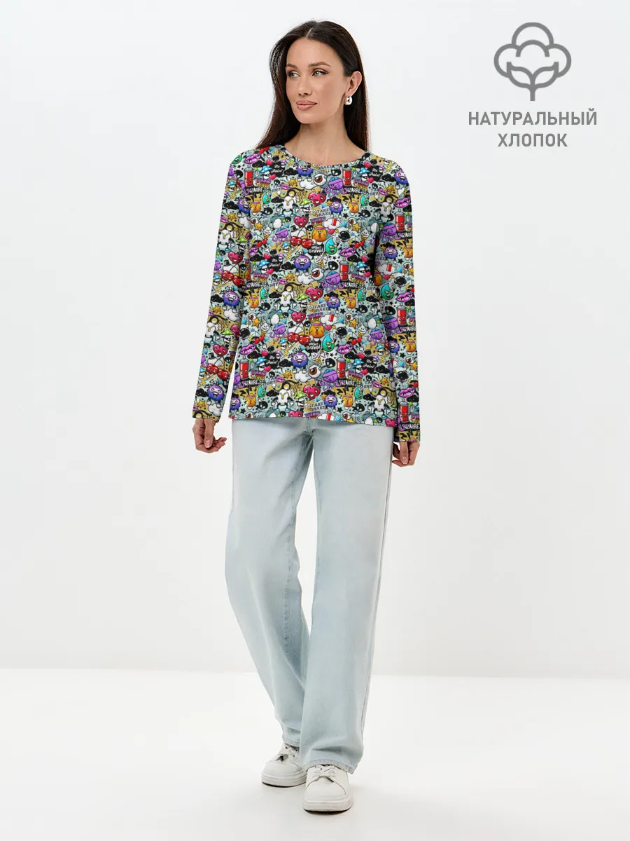 Лонгслив женский. Хлопок / Stickerboom