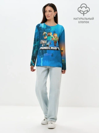 Лонгслив женский. Хлопок / Minecraft / Майнкрафт