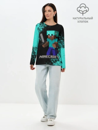 Лонгслив женский. Хлопок / MINECRAFT