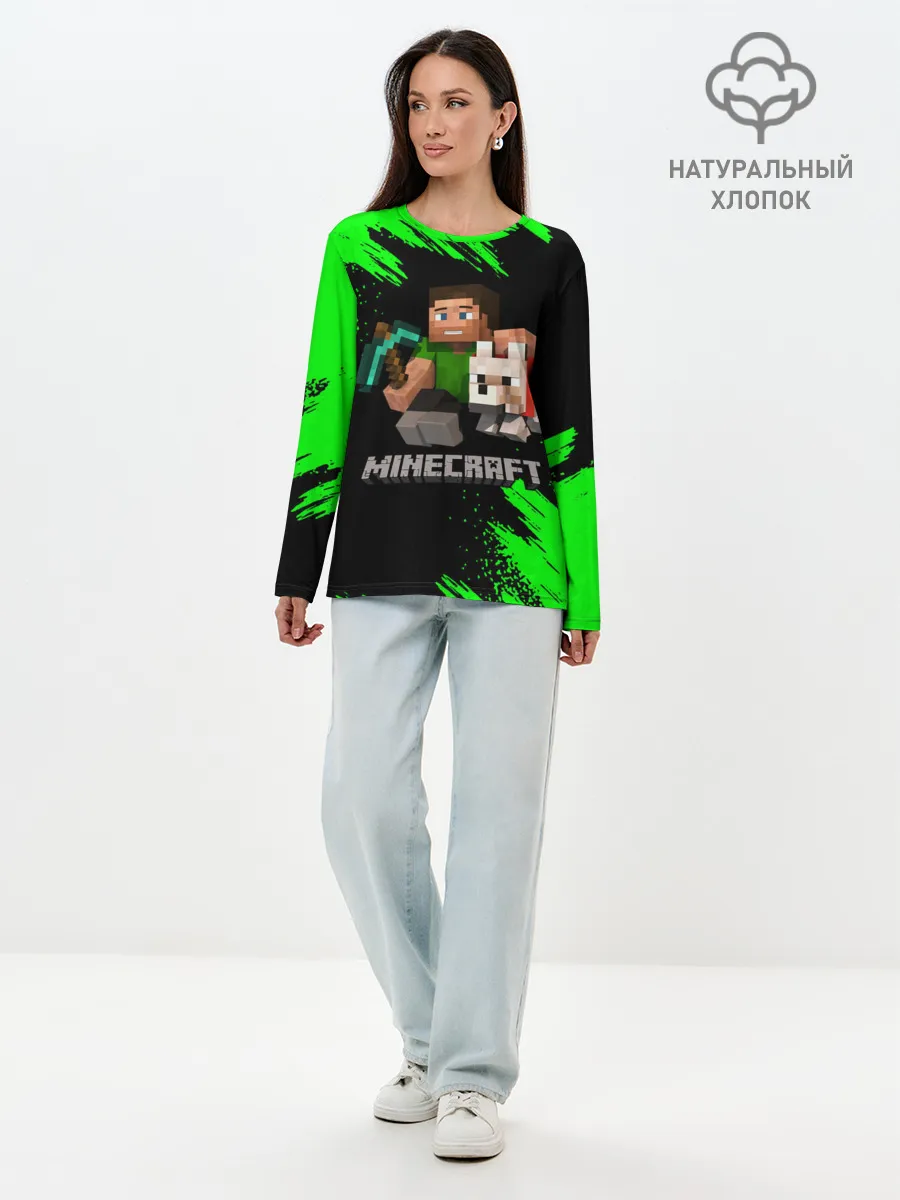 Лонгслив женский. Хлопок / MINECRAFT