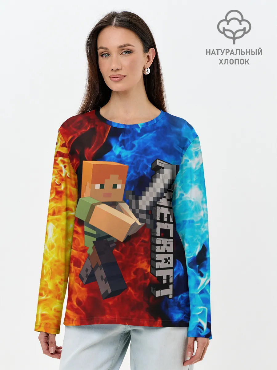 Лонгслив женский. Хлопок / MINECRAFT