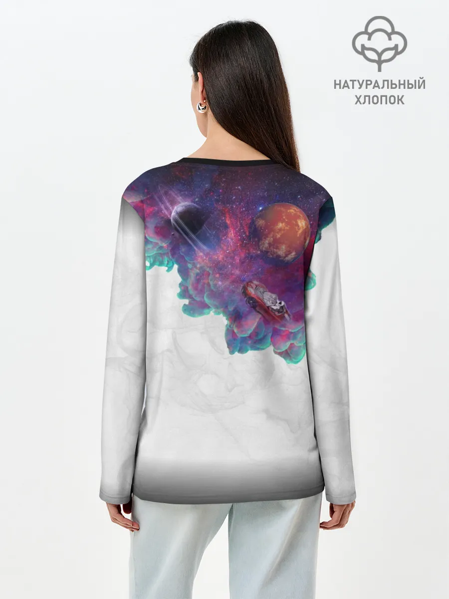 Лонгслив женский. Хлопок / Илон Маск курит космос