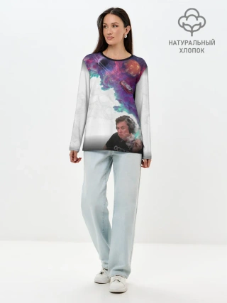 Лонгслив женский. Хлопок / Илон Маск курит космос