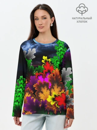 Лонгслив женский. Хлопок / КИСЛОТНАЯ АБСТРАКЦИЯ