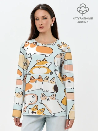 Лонгслив женский. Хлопок / Корги
