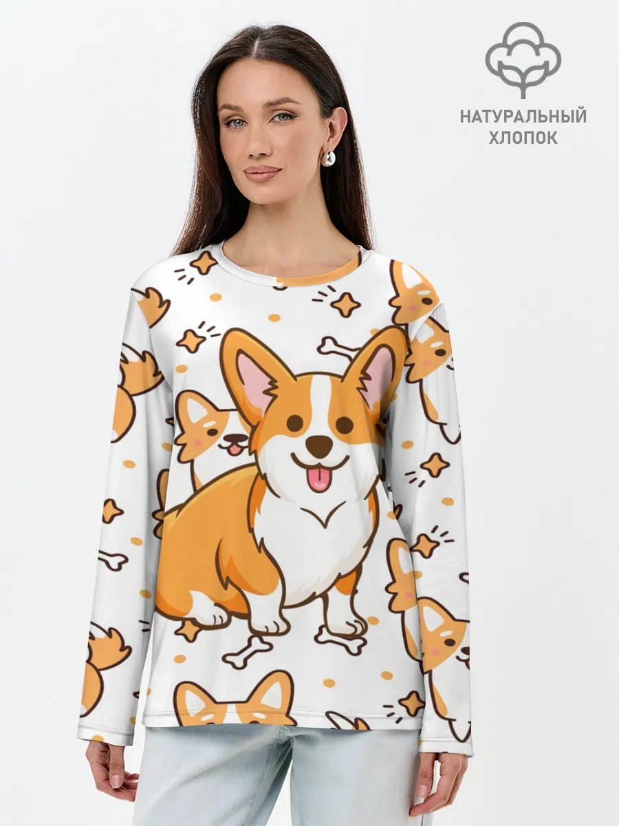 Лонгслив женский. Хлопок / Корги