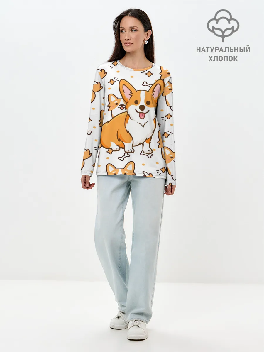 Лонгслив женский. Хлопок / Корги